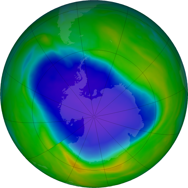 Antarctic ozone map for 09 November 2021